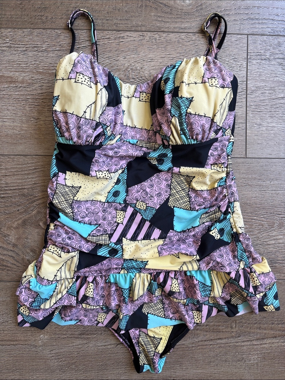 Disney The Nightmare Before Christmas Ruffled One Piece Halter Retro Swimsuit